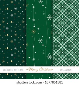 Christmas seamless patterns set of 3 designs for backdrops, gift wrapping papers, crafting etc.