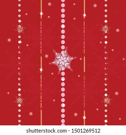 Christmas seamless patterns with snowflakes on red background. Endless texture for wallpaper, web page , wrapping paper and etc
