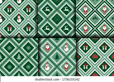 Christmas seamless pattern,winter collection on geometric background for decorative,fabric,textile,print or wrapping paper,vector illustration