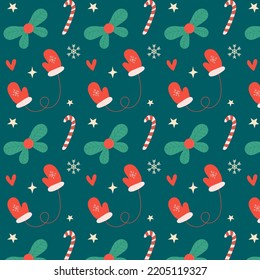 Christmas seamless pattern.X-mas winter holiday background . Texture for gift wrap, wallpaper, banner background, wrapping paper or fabric patterns.Vector illustration