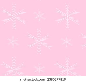 Christmas seamless pink snowflakes pattern. Vector EPS10