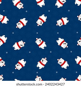 Patrón de oso polar sin costuras de Navidad. Patrón de navidad sin foco