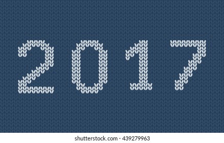 Christmas seamless red knitting pattern. Blue texture holiday New Year 2017. Vector illustration.