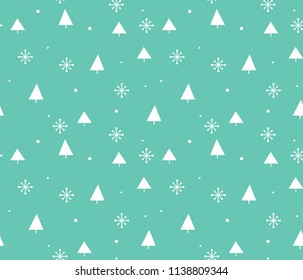 Christmas Seamless Repeat Pattern Background. Holiday Snowflakes. Christmas Tree Vector Pattern for posters, greeting cards, flyers, business, branding, wrapping paper.