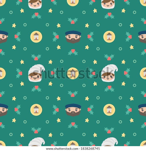 Christmas Seamless Repeat Pattern Olentzero Mari Stock Vector Royalty Free 1838268745