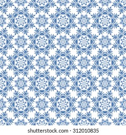 Christmas seamless repeating pattern with snowflakes on a white background. Vector  illustration