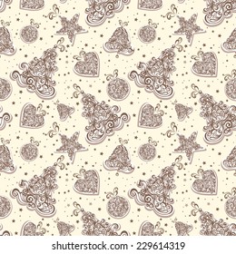 Christmas seamless retro pattern. Vector illustration.