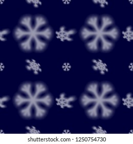 Christmas seamless snowflake pattern with blurred falling snow for Christmas cards, covers, wallpapers and tiled snowflake backgrounds