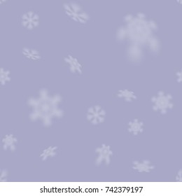 Christmas seamless snowflakes pattern with blurred far falling snow stars for Christmas cards, covers, wallpapers and tiled snowflake backgrounds