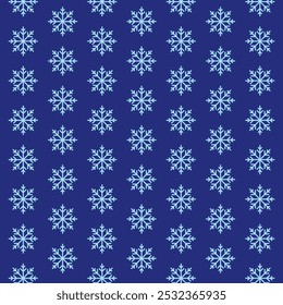 Patrón de copos de nieve sin Navidades sobre fondo azul. Vector textura sin costuras. Patrón de copo de nieve sin costuras blanco. Utilizado para el abrigo, la materia textil, el papel. Felices Navidades y Feliz Año Nuevo. Concepto de invierno.