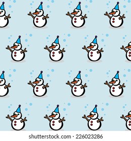 Christmas seamless with snowmen and snow balls