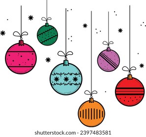 Christmas seamless strip with Christmas balls. Digital vector illustration, editable 