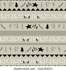 Christmas seamless strip pattern. Scandinavian motives. Nordic ornament.Vector eps file.