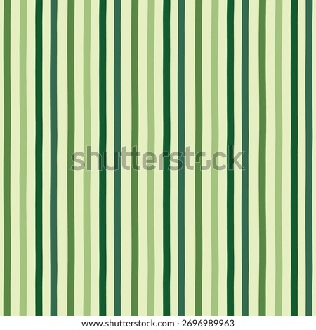 Christmas seamless stripes pattern in green isolated on light green background.Hand drawn vertical stripe lines abstract repeat pattern vector wallpaper for fabric and prints.