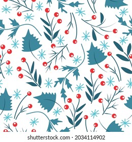 Christmas seamless template for greeting cards, wrapping paper, textiles, wallpaper.Hand-drawn vector illustration.