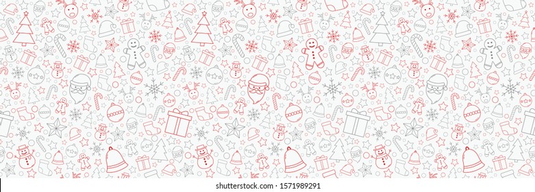 Christmas seamless texture with festive elements. Xmas wallpaper. Vector