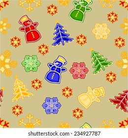 Christmas seamless  texture snowman and snowflake and christmas tree Christmas decorations vector illustration