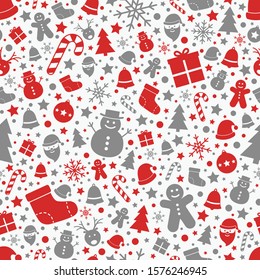 Christmas seamless texture. Xmas ornaments. Vector