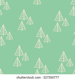 Christmas seamless tree doodles pattern.