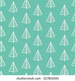 Christmas seamless tree doodles pattern.