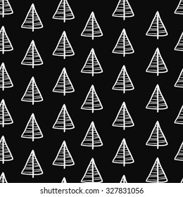 Christmas seamless tree doodles pattern.
