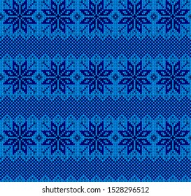Christmas seamless vector knitted pattern in snowflakes