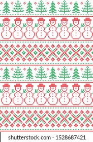 Christmas seamless vector knitted pattern in snowflakes
