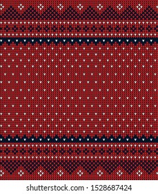 Christmas seamless vector knitted pattern in snowflakes