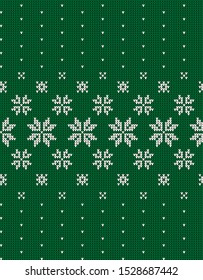 Christmas seamless vector knitted pattern in snowflakes