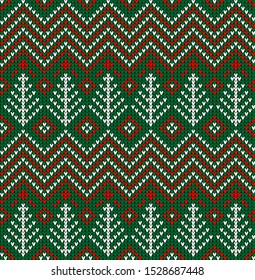 Christmas seamless vector knitted pattern in snowflakes