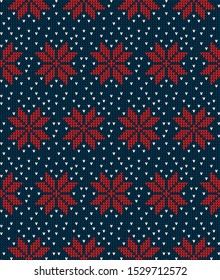 Christmas seamless vector knitted pattern 
