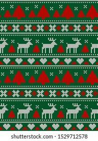 Christmas seamless vector knitted pattern 