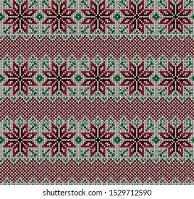 Christmas seamless vector knitted pattern 