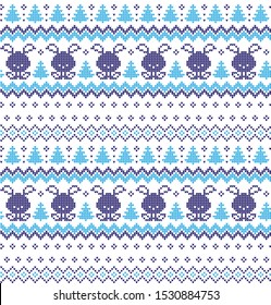 Christmas seamless vector knitted pattern 