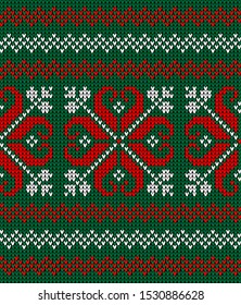 Christmas seamless vector knitted pattern 