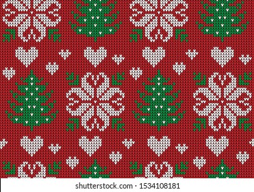 Christmas seamless vector knitted pattern 