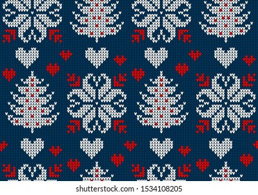 Christmas seamless vector knitted pattern 