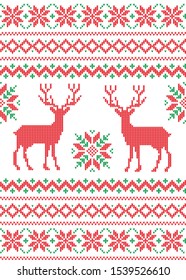 Christmas seamless vector knitted pattern 
