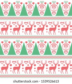 Christmas seamless vector knitted pattern 