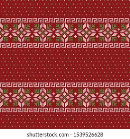 Christmas seamless vector knitted pattern 