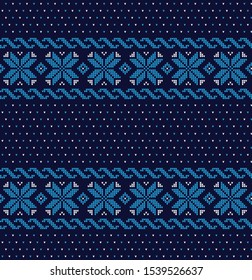 Christmas seamless vector knitted pattern 