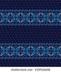 Christmas seamless vector knitted pattern 