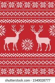 Christmas seamless vector knitted pattern 