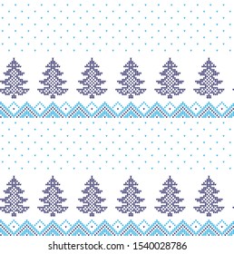Christmas seamless vector knitted pattern 