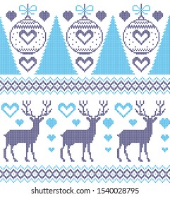Christmas seamless vector knitted pattern 