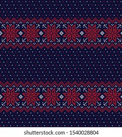 Christmas seamless vector knitted pattern 