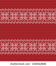 Christmas seamless vector knitted pattern 