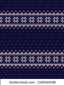 Christmas seamless vector knitted pattern 