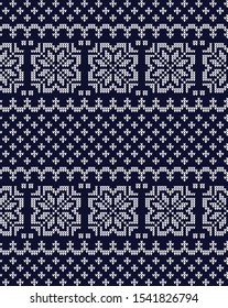 Christmas seamless vector knitted pattern 