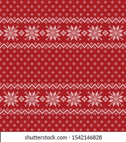 Christmas seamless vector knitted pattern 